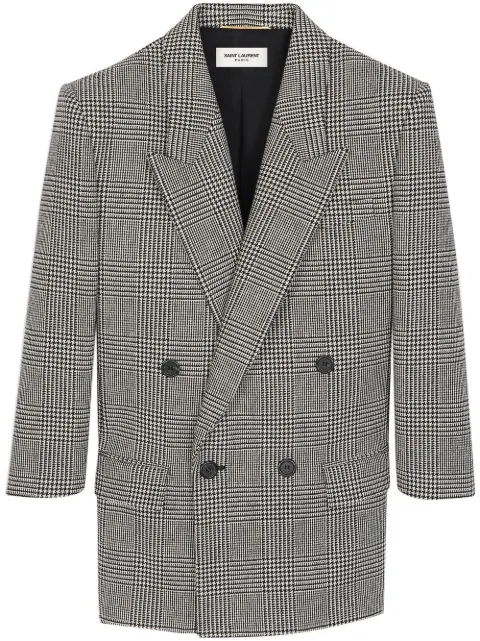 houndstooth double-breasted blazer