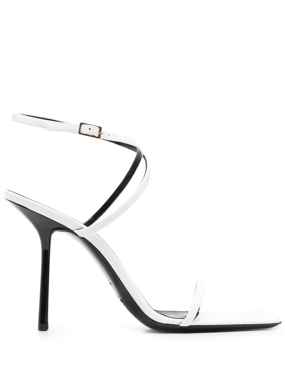 Shop Saint Laurent 110mm Strappy Leather Sandals In White