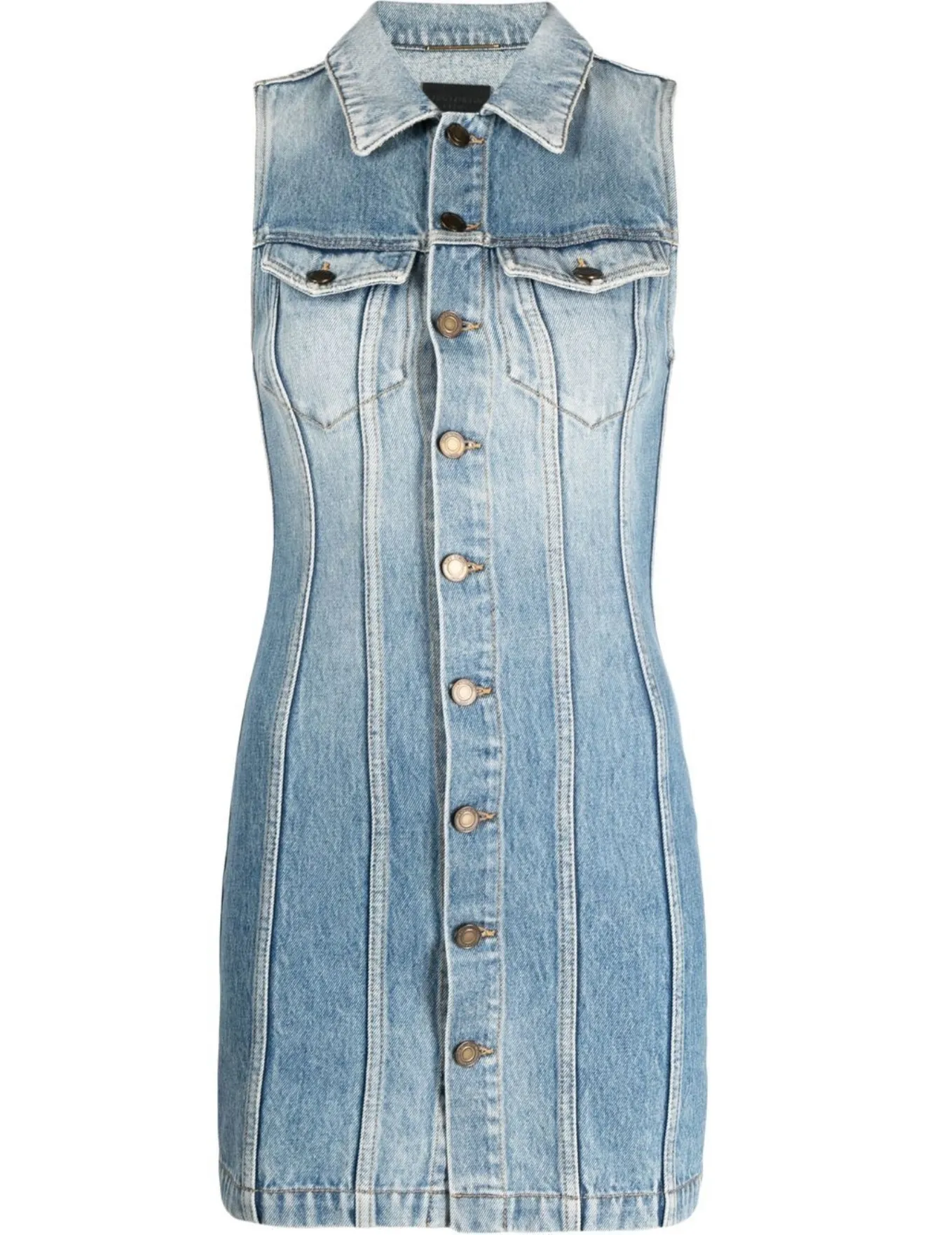 Saint Laurent sleeveless buttonup denim dress blue MODES