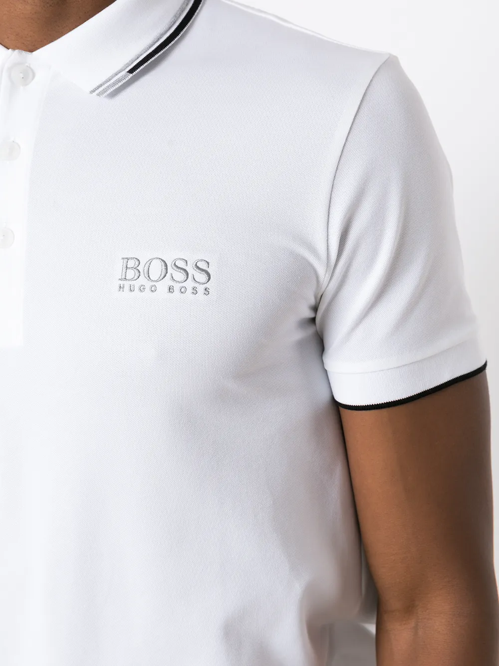 BOSS Poloshirt met geborduurd logo Wit