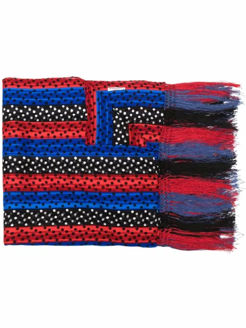 Saint Laurent Pre-Owned 1980s polka dot fringed silk scarf