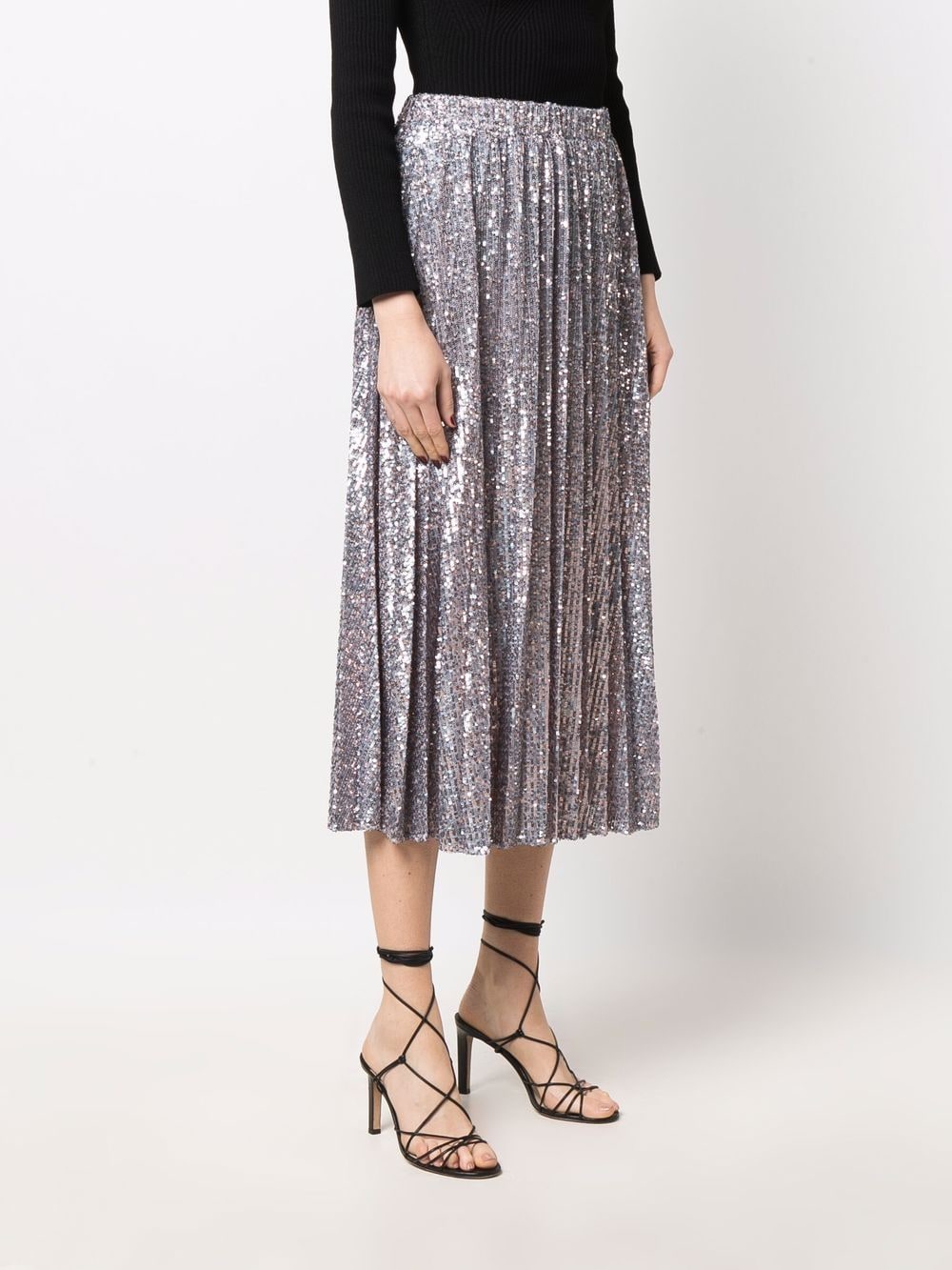 Shop Patrizia Pepe Sequined Pleated Full Skirt In Pink