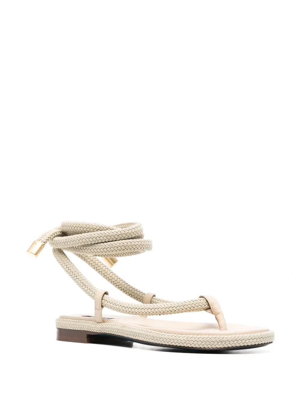 Patrizia Pepe Wraparound Rope Sandals In Neutrals