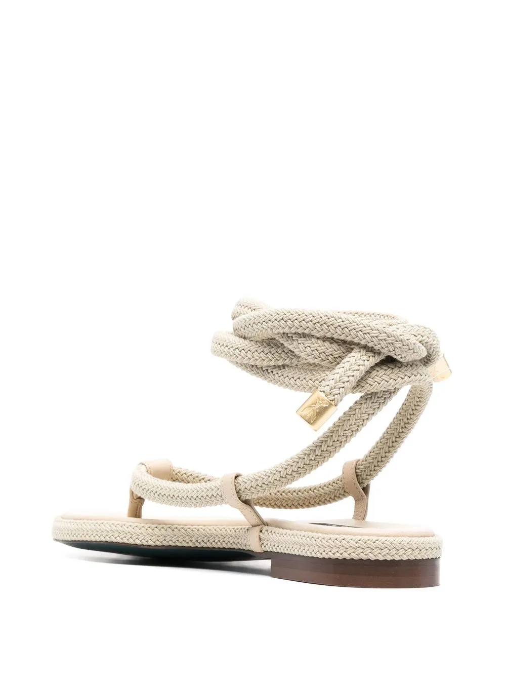 Patrizia Pepe Wraparound Rope Sandals In Neutrals