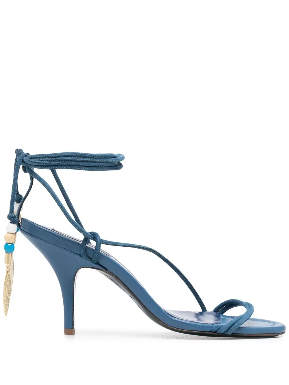 

Patrizia Pepe beaded wraparound leather sandals - Blue