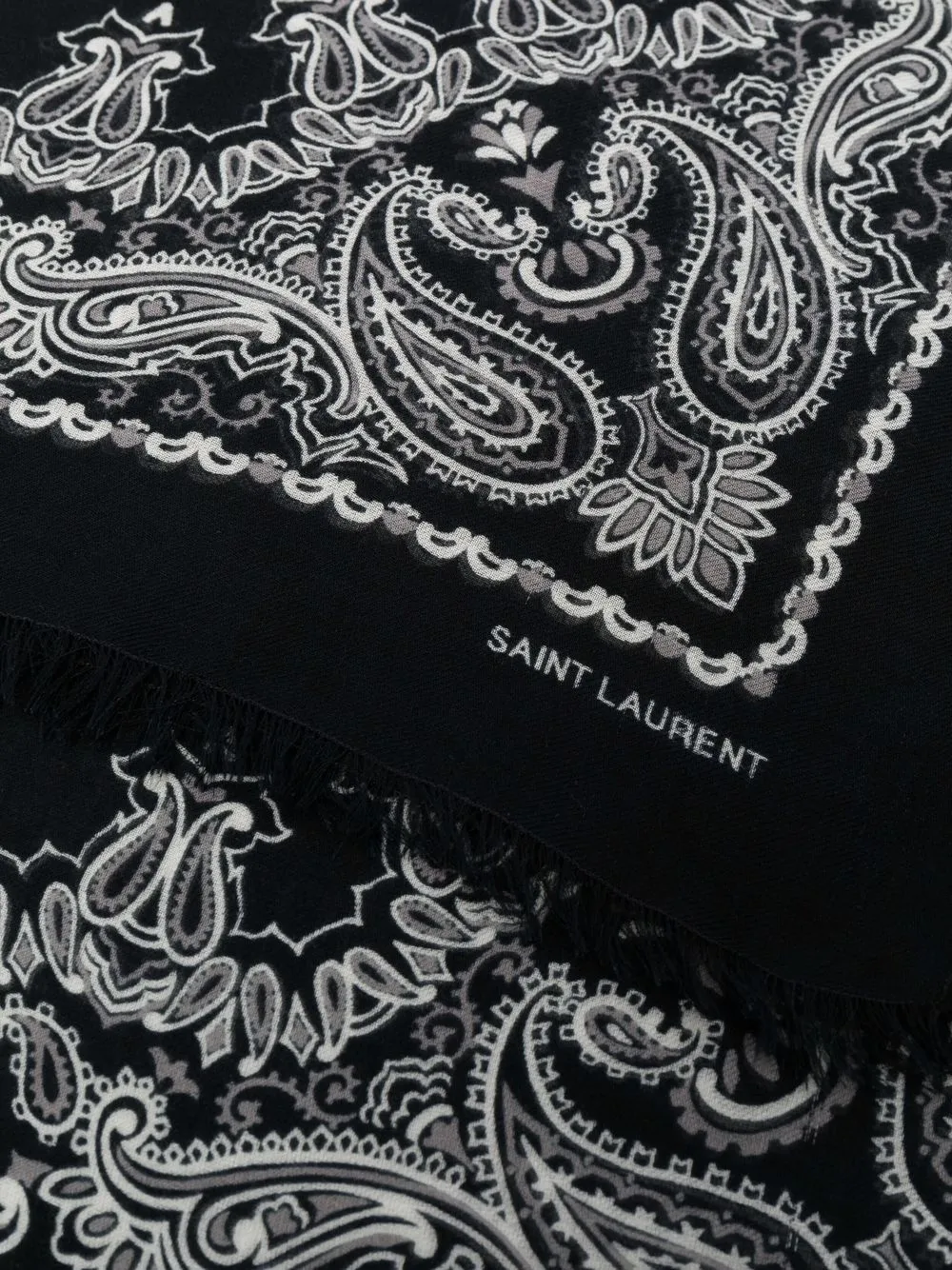 Saint Laurent Paisley-print Cashmere & Silk Scarf in Black