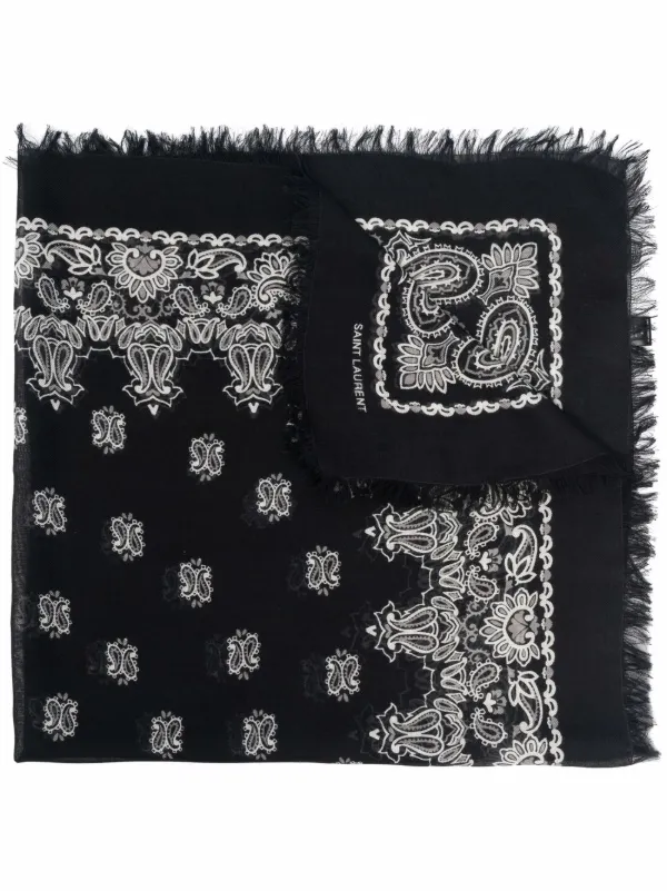 Saint Laurent Paisley-print Cashmere & Silk Scarf in Black