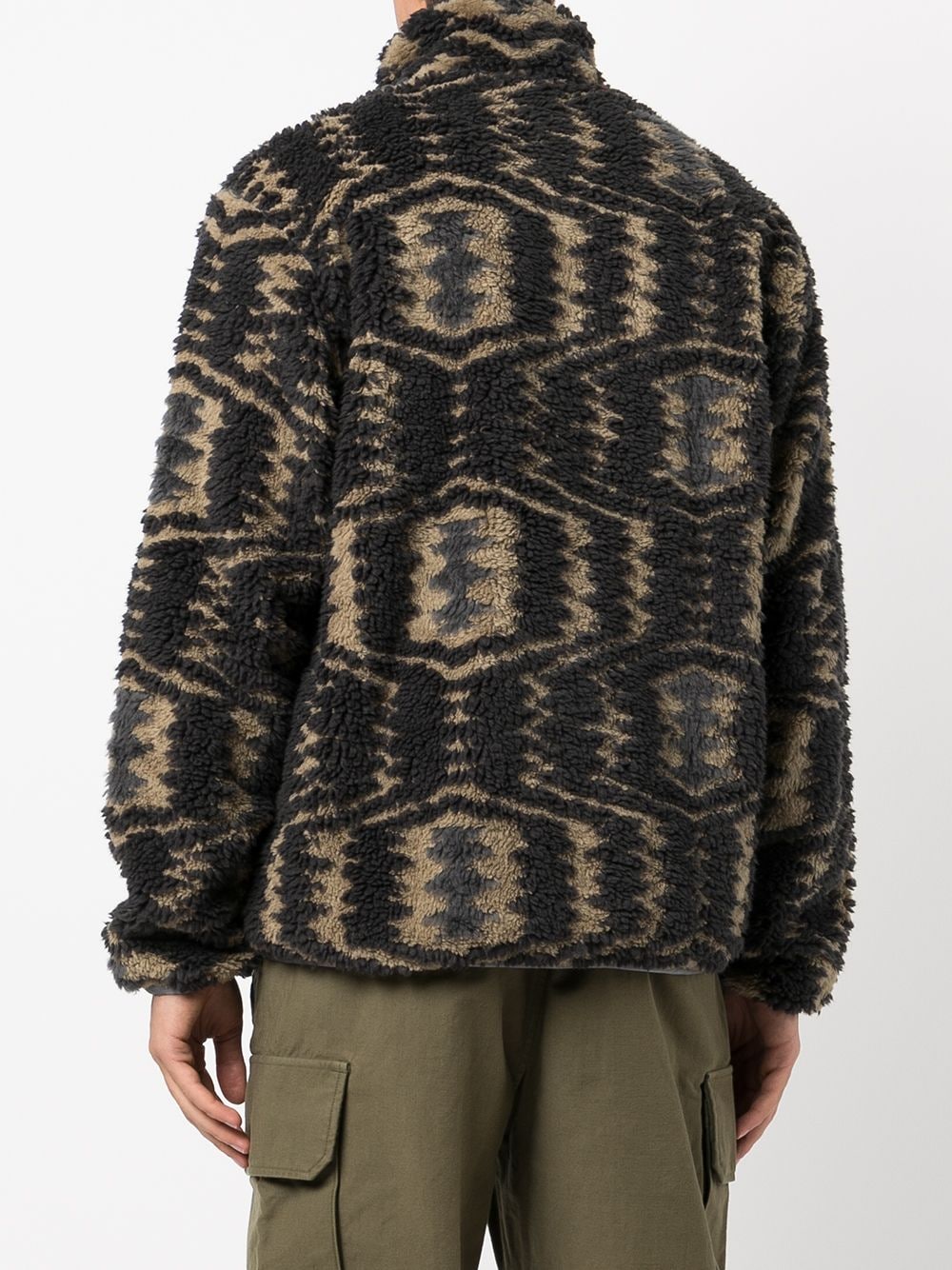 John Elliott Black And Beige Morgan Jacquard Fleece Zip-up for Men