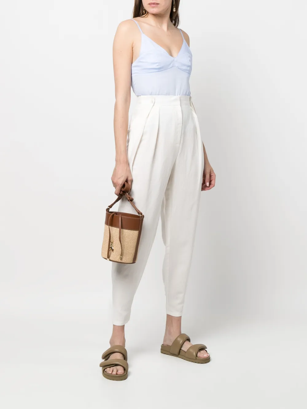 Patrizia Pepe Double-cup Sleeveless Top In Blue