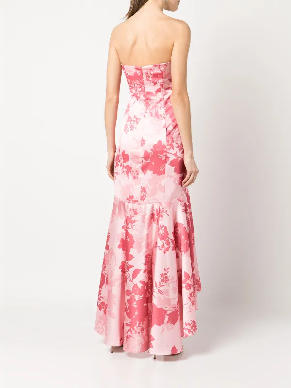Marchesa Notte floral-print Fishtail Dress | Pink | FARFETCH