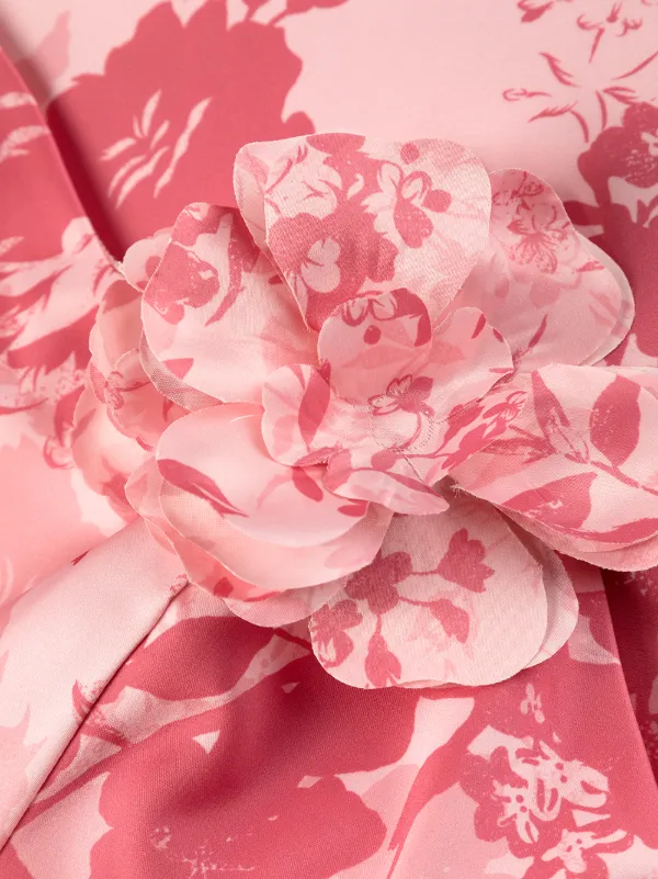 Marchesa Notte floral-print Fishtail Dress | Pink | FARFETCH