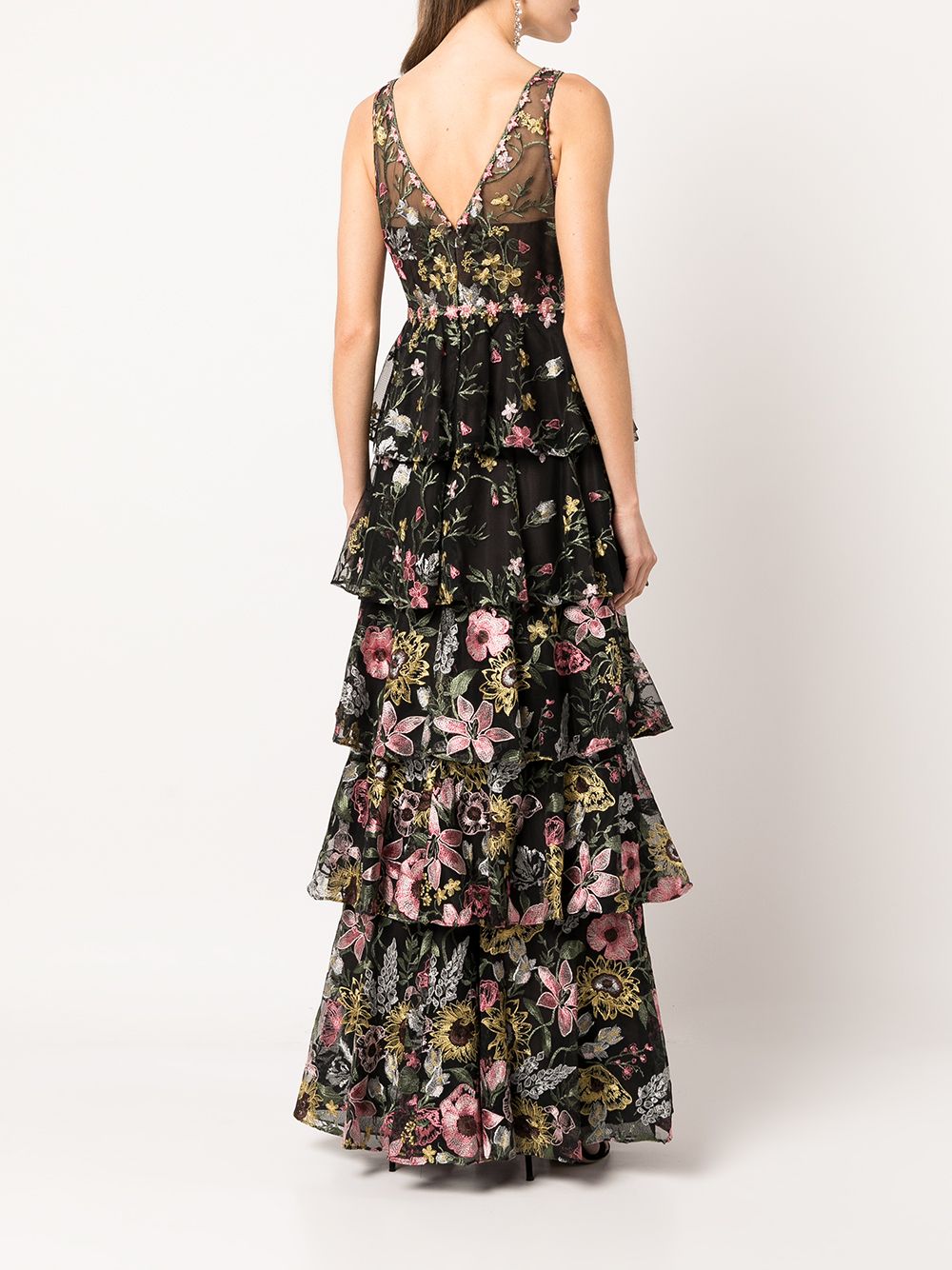 Marchesa Notte floral-embroidered Sleeveless Gown - Farfetch