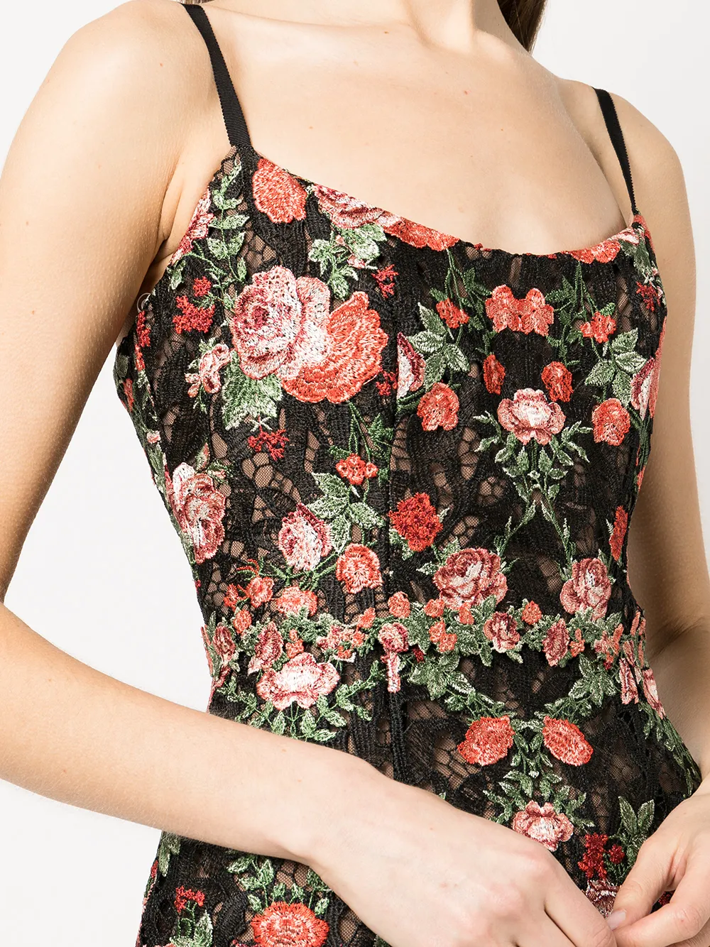 embroidered floral evening gown