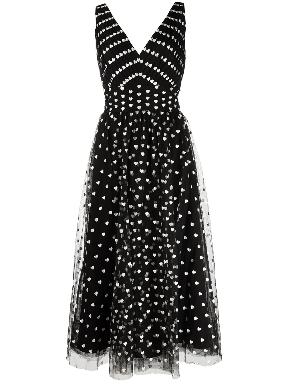 

Marchesa Notte vestido sin mangas con motivo de corazones - Negro