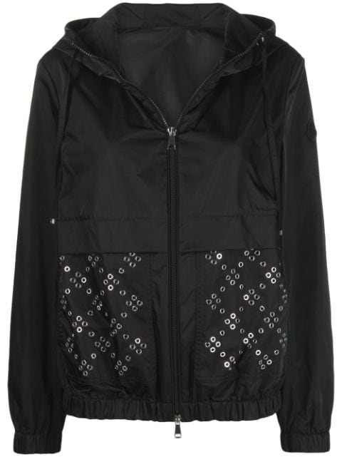 Moncler eyelet-detail zip-up hooded jacket