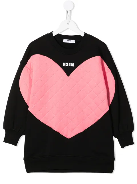 MSGM Kids vestido estilo sudadera con corazón de matelassé
