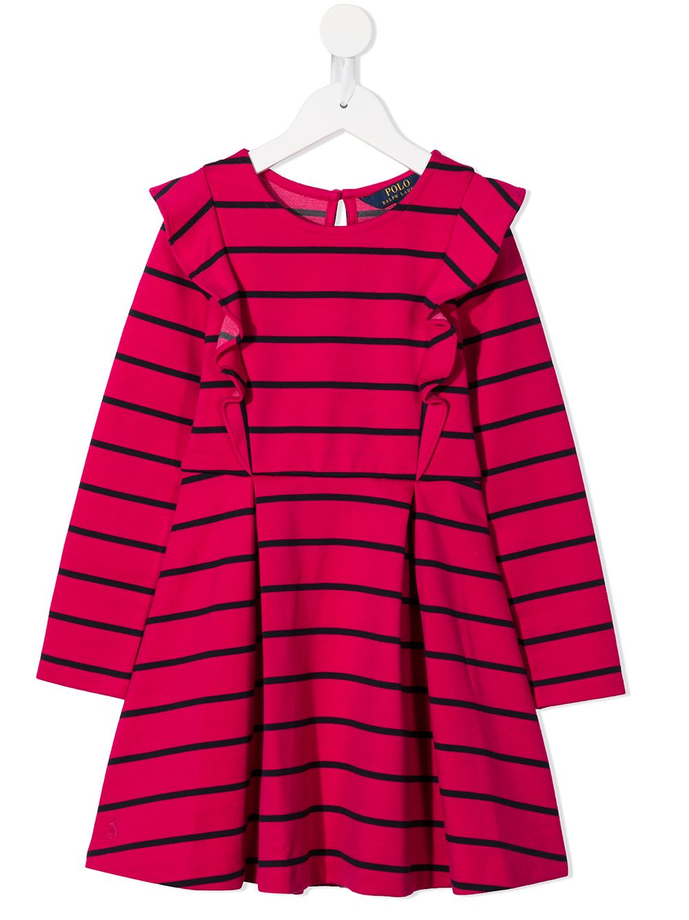 

Ralph Lauren Kids vestido a rayas con volantes - Rosado