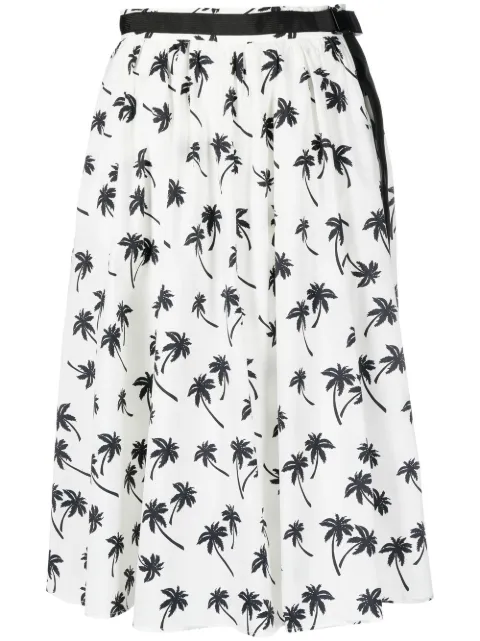 Moncler palm tree-print midi skirt