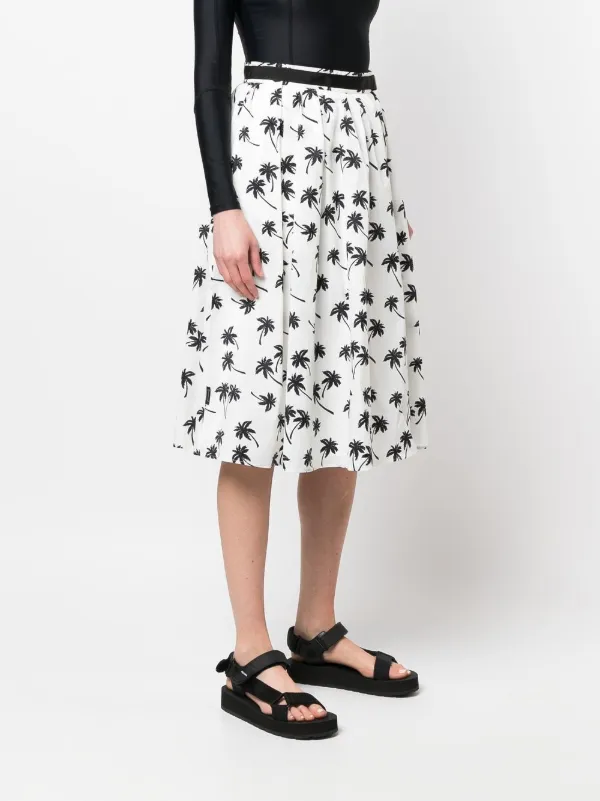 Moncler Palm tree-print Midi Skirt | Neutrals | FARFETCH