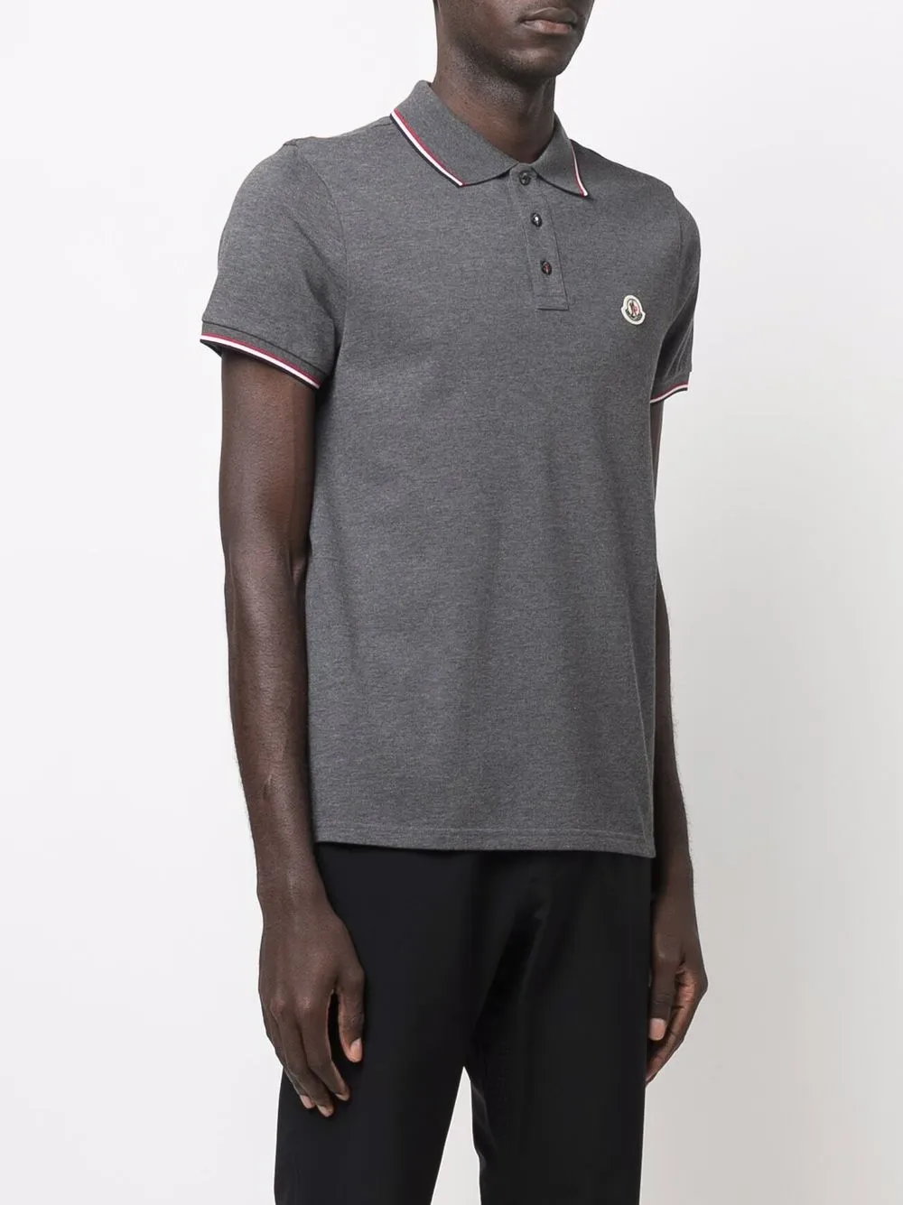  Moncler Pikee Poloshirt Mit Logo Patch   Grau 