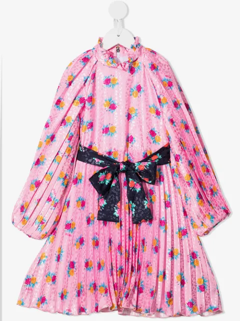 MSGM Kids floral-print pleated midi dress