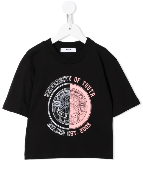 MSGM Kids logo-print cropped T-shirt