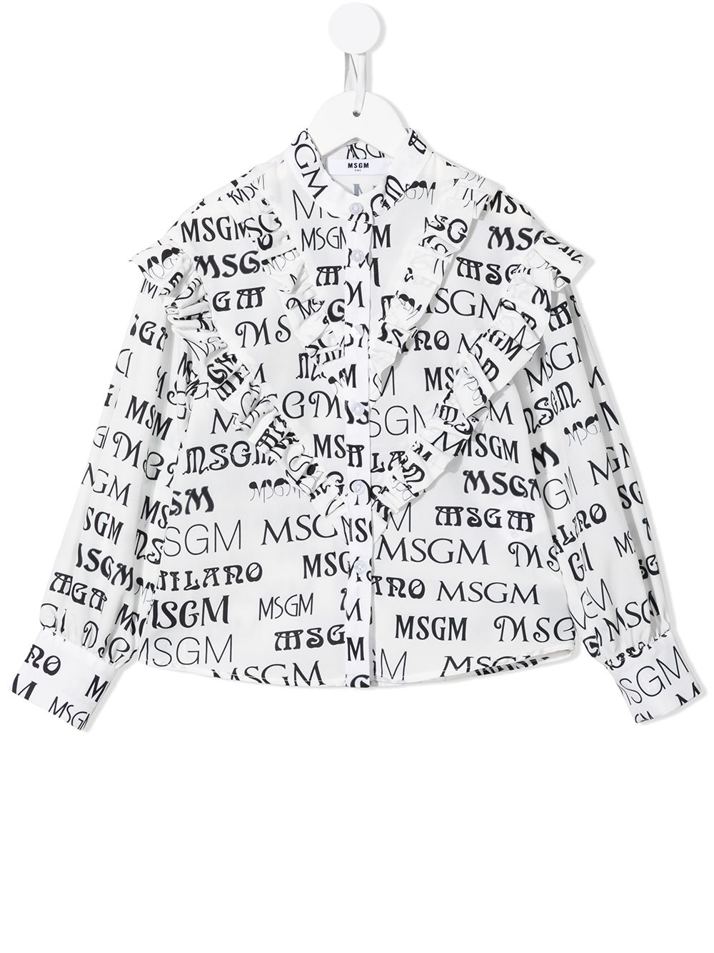 фото Msgm kids рубашка с оборками и логотипом