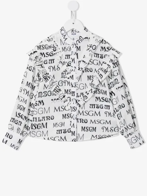 MSGM Kids 러플 로고 프린트 셔츠