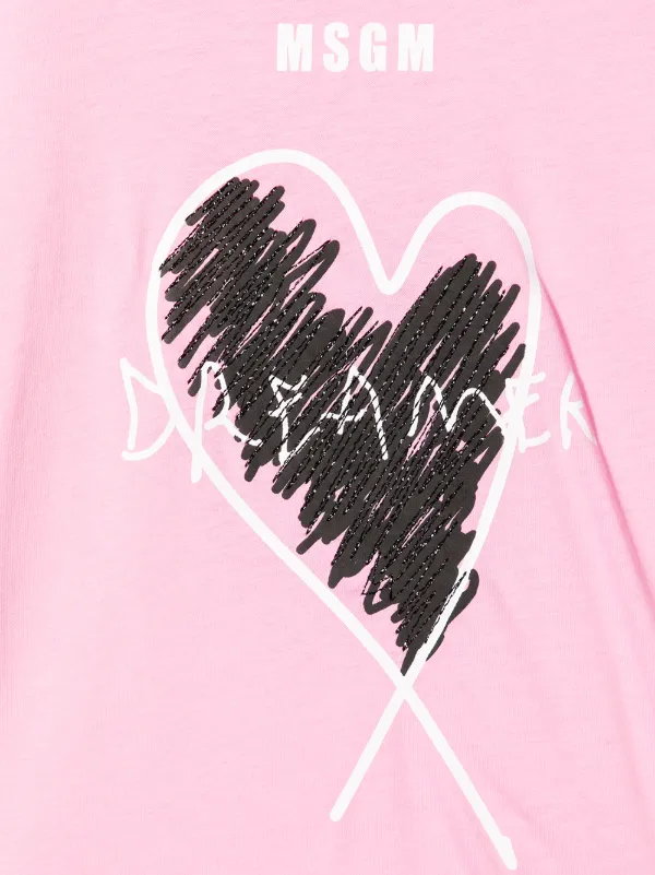 MSGM Kids heart-print Cotton T-shirt | Pink | FARFETCH