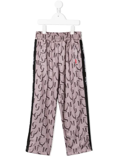 MSGM Kids monogram print trousers