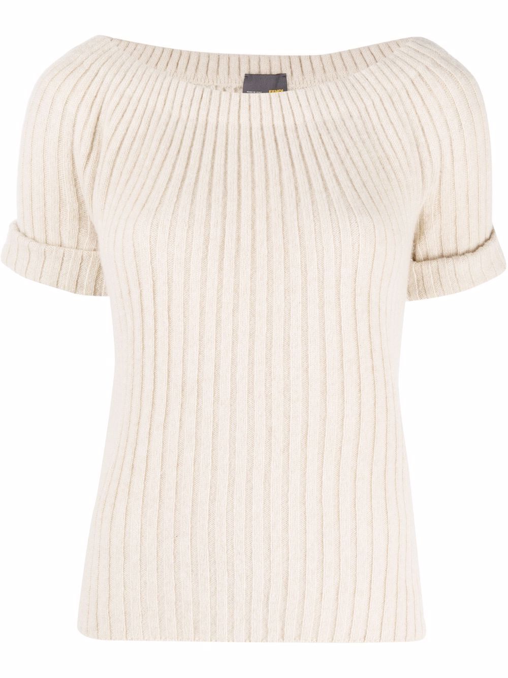 Pre-owned Fendi 2010 Ribbed Cashmere Knitted Top In Neutrals