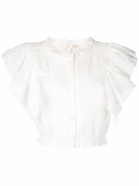 LoveShackFancy ruffle-trim cropped shirt 