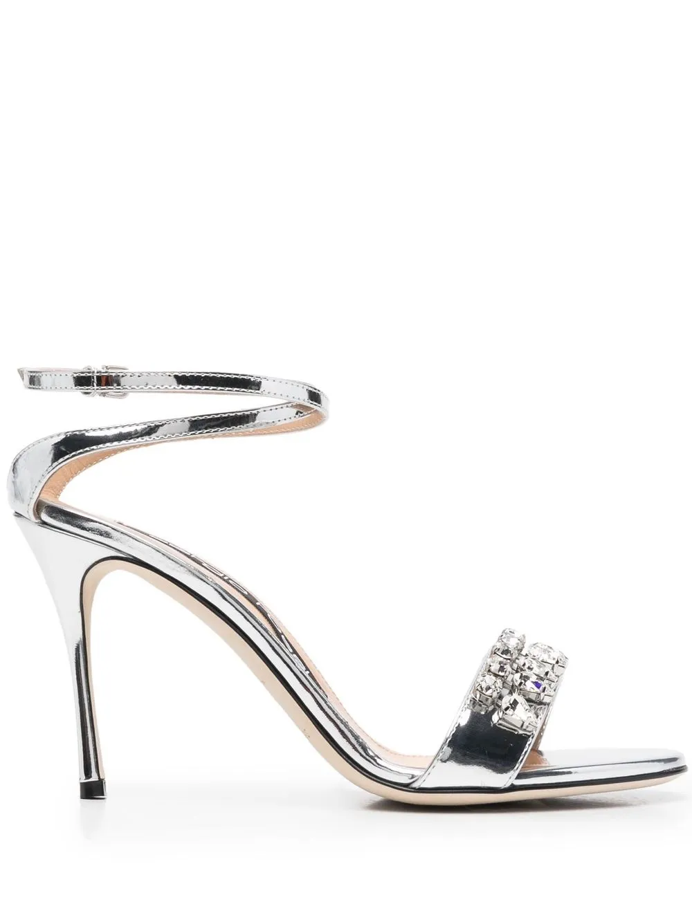 Sergio Rossi Crystal-embellished Open-toe Sandals In Grey