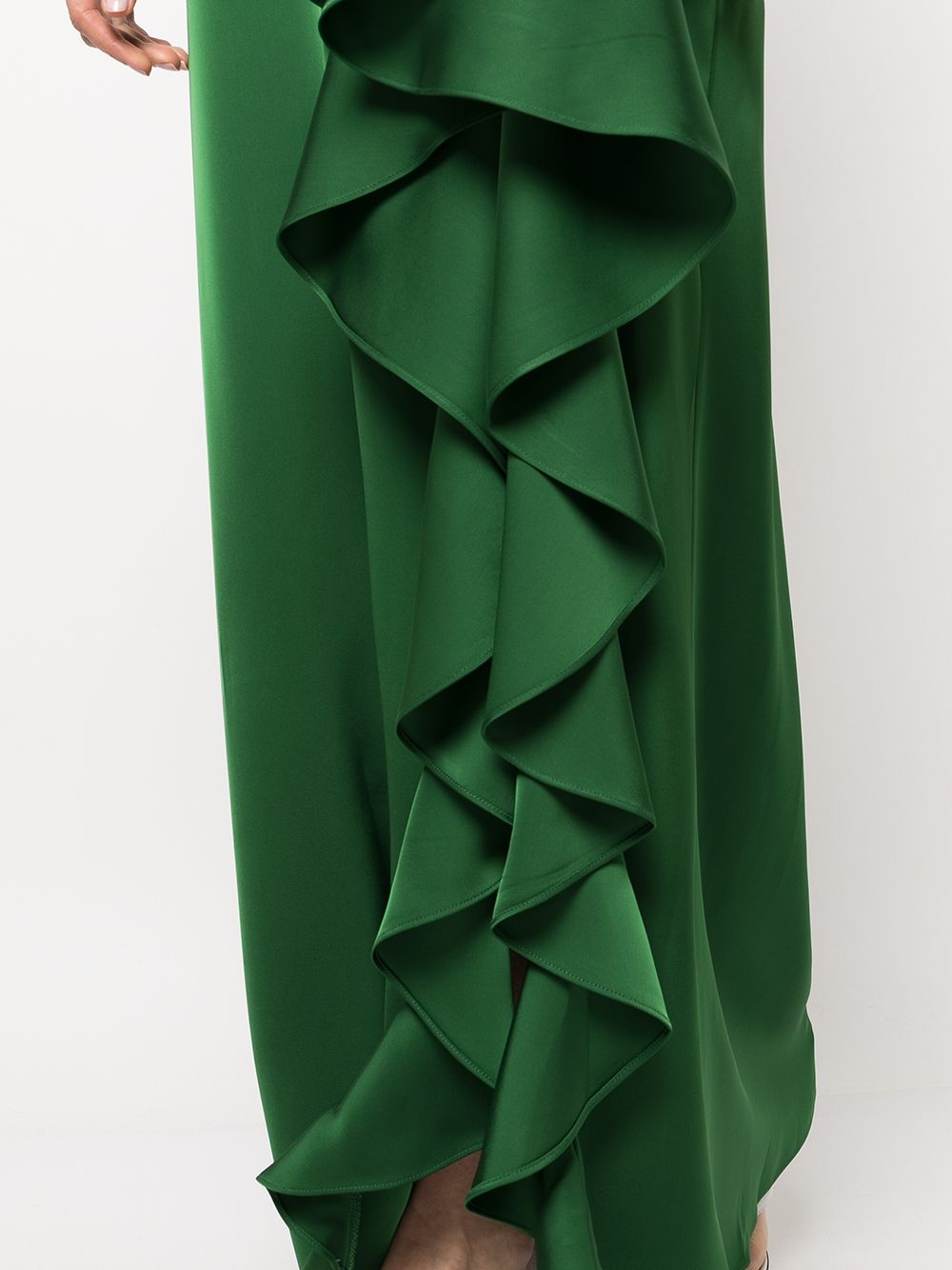 Shop Sachin & Babi Mila Ruffle-drape Gown In Green