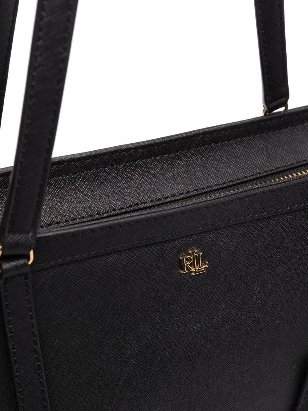 Lauren Ralph Lauren Navy Crosshatch Leather Medium Clare Tote Bag