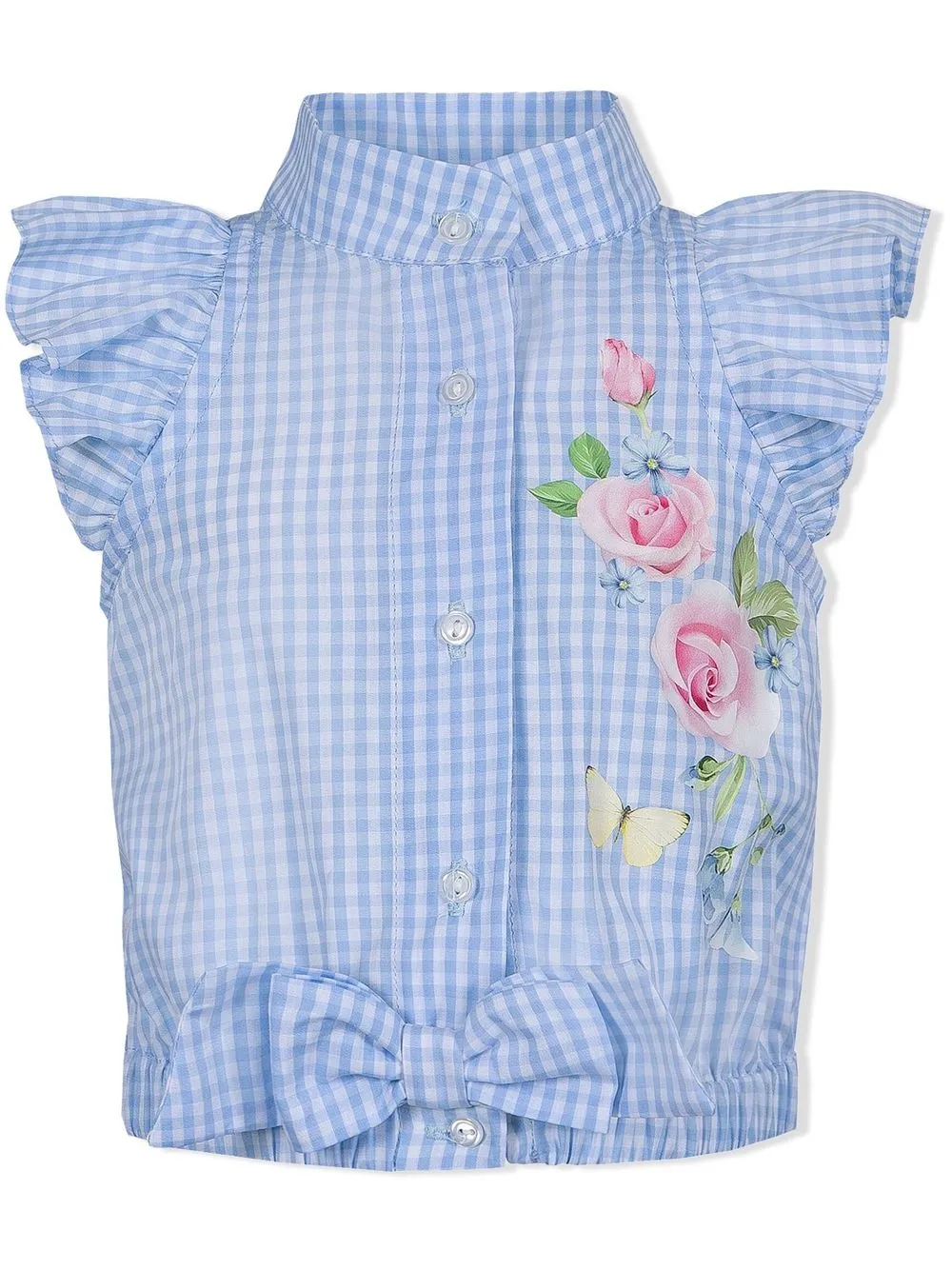 

Lapin House camisa a cuadros gingham con estampado floral - Azul