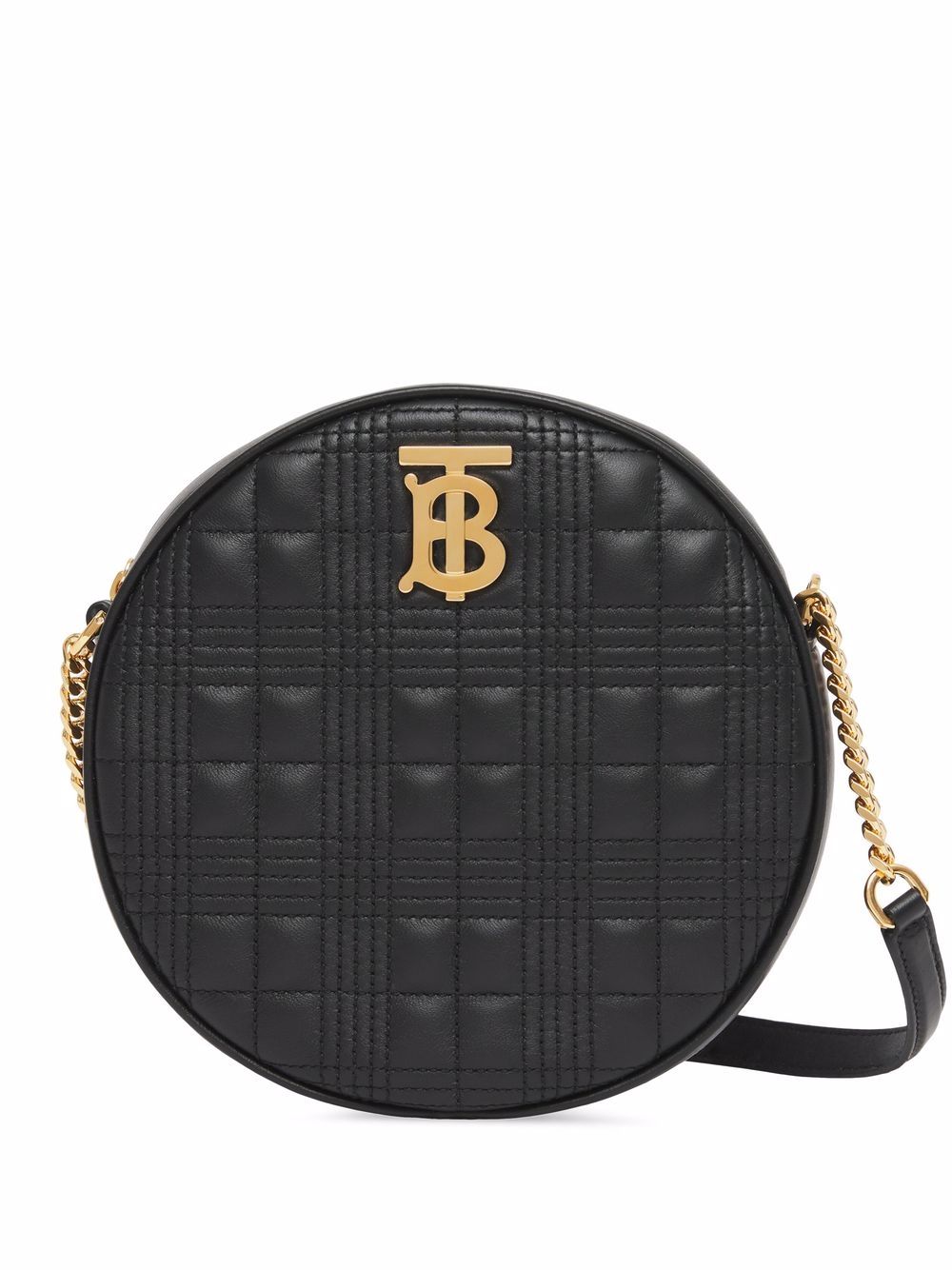 Shop Burberry Louise Check Round Shoulder Bag