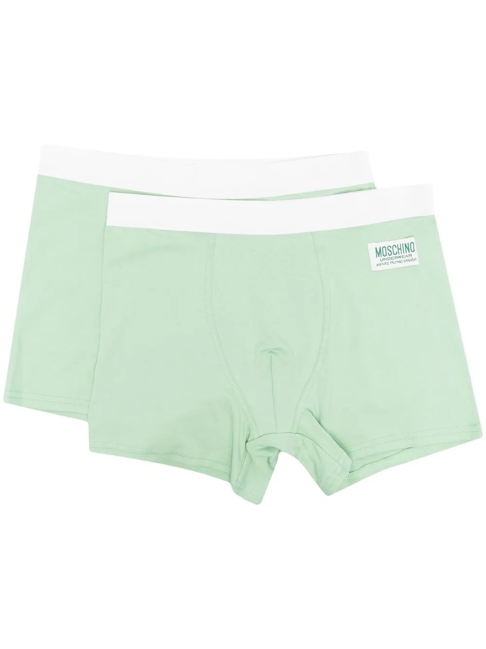 Moschino Logo-patch Cotton Boxer Briefs In 绿色