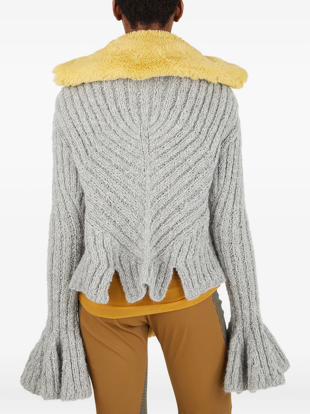 Kiko Kostadinov Consuelo Flared-cuff Cardigan In Gray