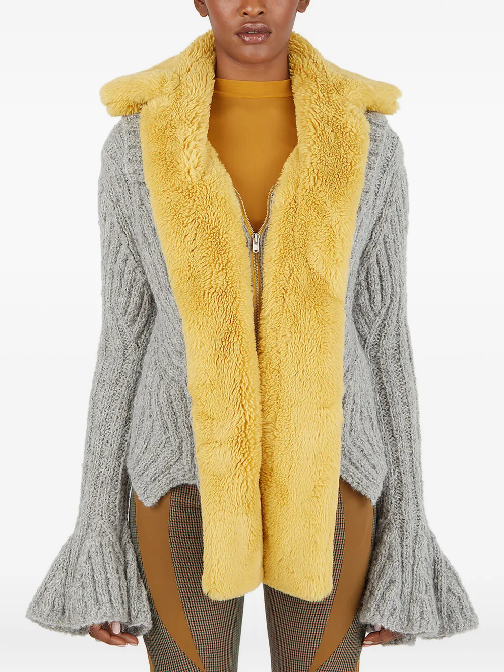 Kiko Kostadinov Consuelo Flared-cuff Cardigan In Gray
