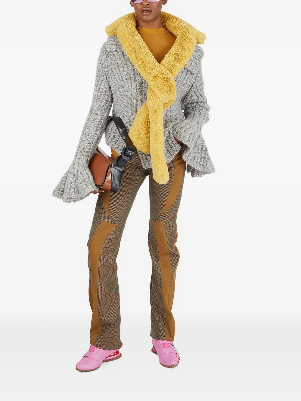 Kiko Kostadinov Consuelo Flared-cuff Cardigan In Gray