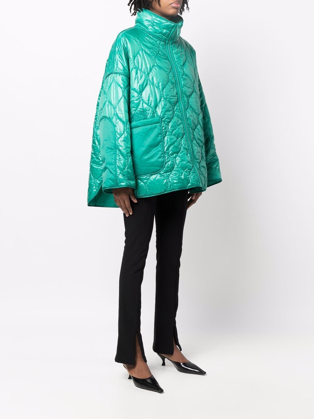 teal quilted reversible coat