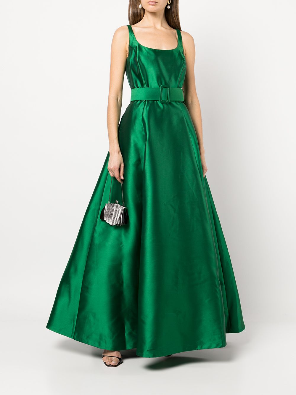 Shop Sachin & Babi Kruse Empire-line Belted Gown In Green