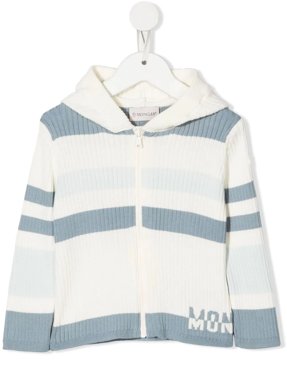 

Moncler Enfant cárdigan tejido de canalé con rayas estampadas - Blanco