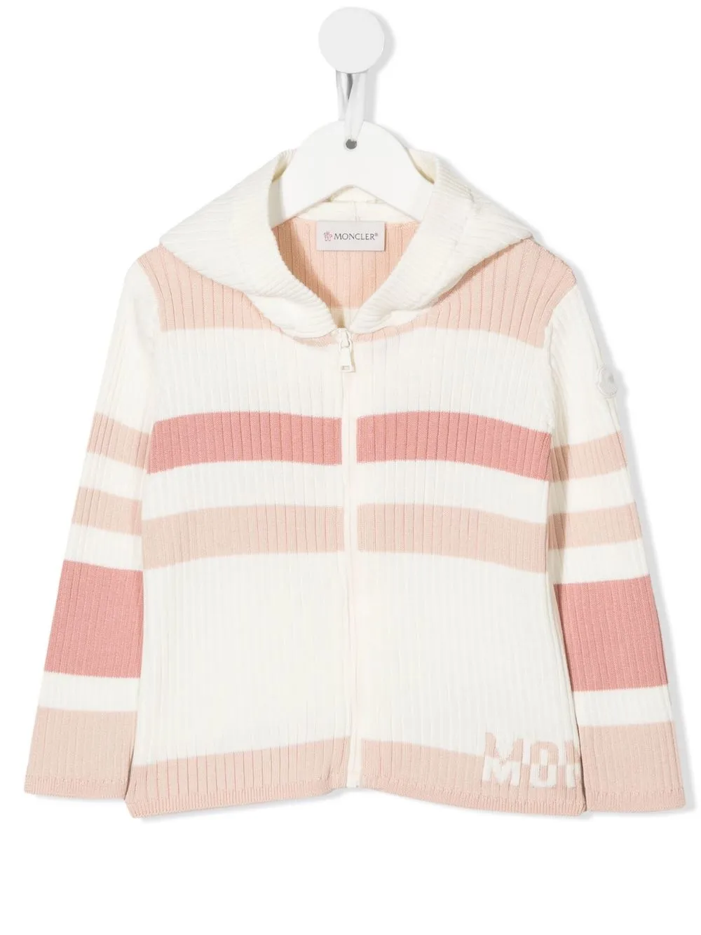 

Moncler Enfant cárdigan tejido de canalé con rayas estampadas - Blanco