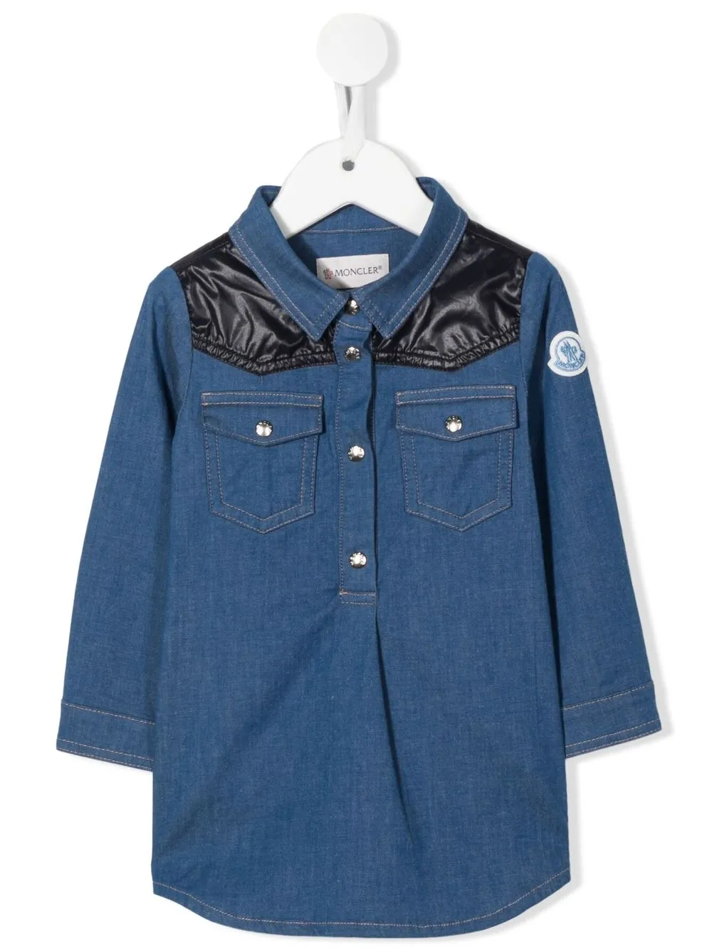 

Moncler Enfant panelled denim shirt dress - Blue