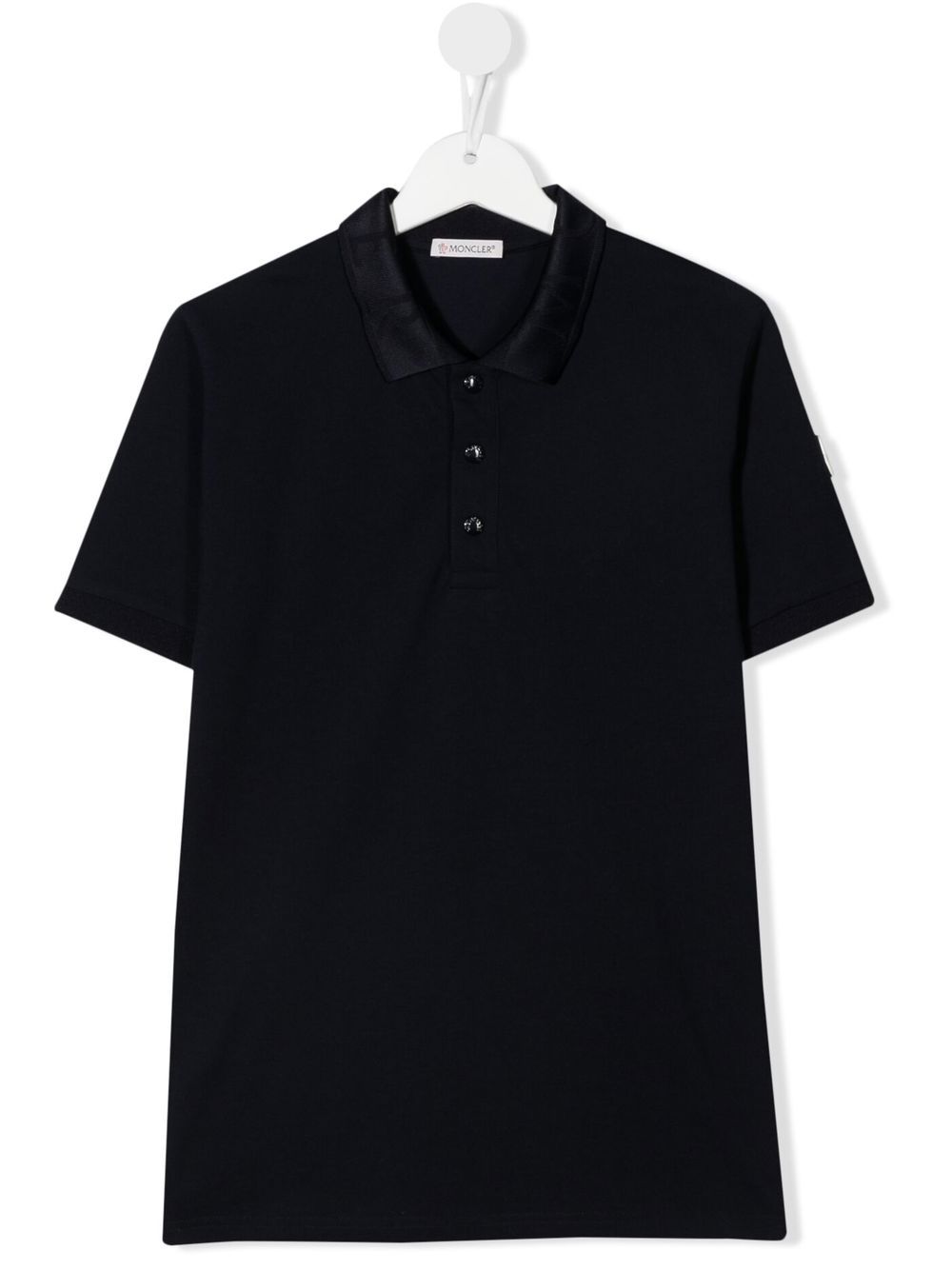 Moncler Kids' Logo-collar Polo Shirt In Blue