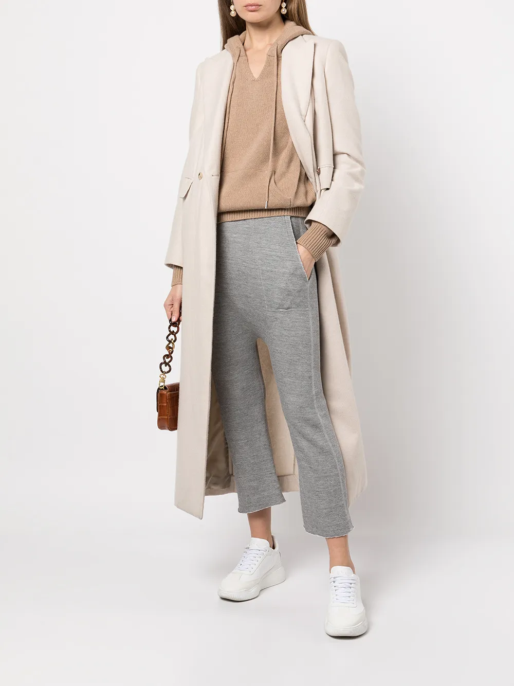 Nili Lotan Drop-crotch Cropped Track Pants In Gray