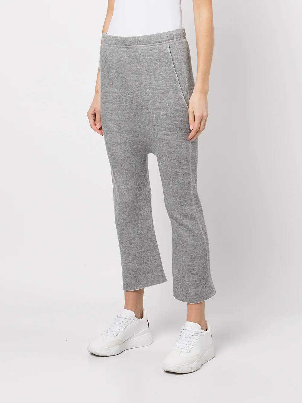 Nili Lotan Drop-crotch Cropped Track Pants In Gray