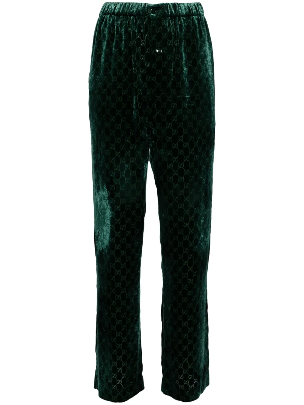 Gucci GG-logo velvet trousers | Green | Image 1